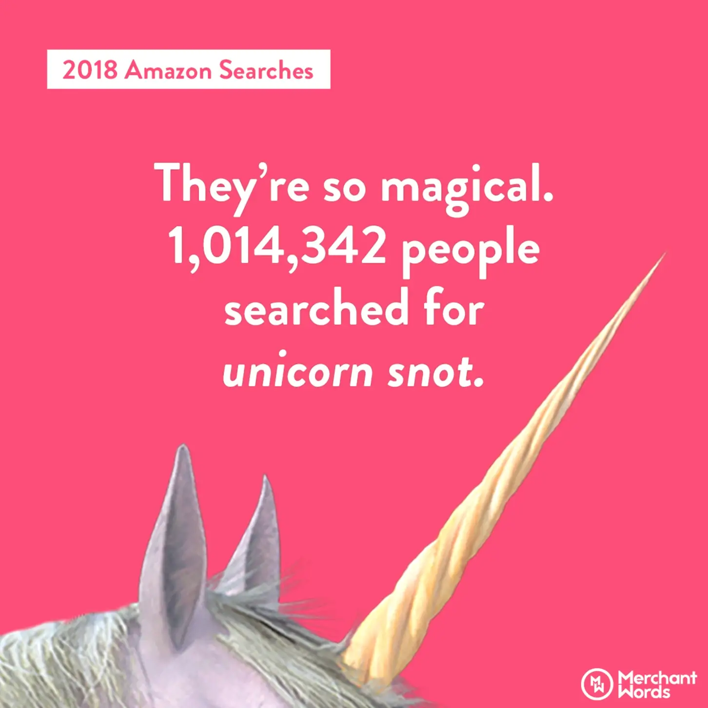Amazon search statistic about unicorns, part of a social media campaign for tech companies by Daxia Digital.